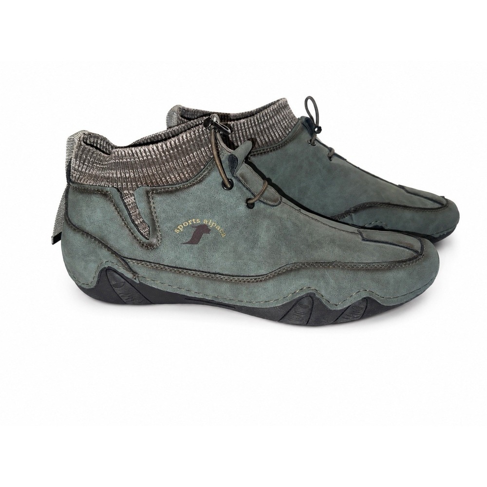 Sports Alpaca Men's Size 12 EU 46 Green Gray Ankle Walking Shoes Toggle Lace